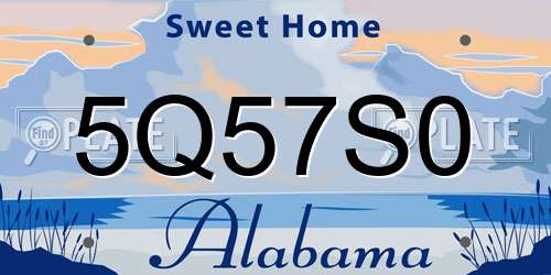 5Q57S0 Alabama License Plate