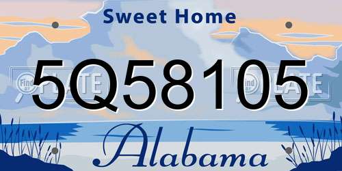 5Q58105 Alabama License Plate
