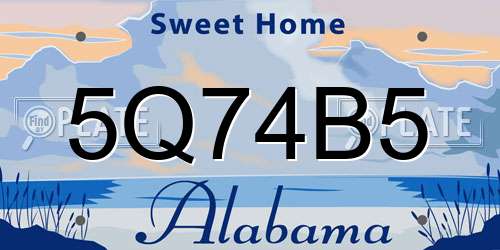 5Q74B5 Alabama License Plate