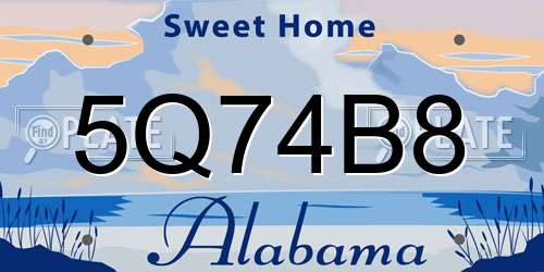 5Q74B8 Alabama License Plate