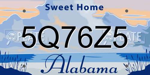 5Q76Z5 Alabama License Plate