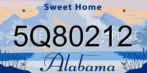 5Q80212 Alabama License Plate