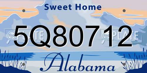 5Q80712 Alabama License Plate