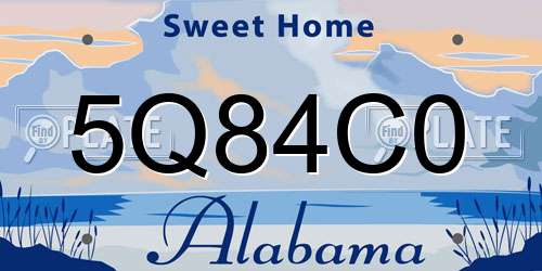 5Q84C0 Alabama License Plate