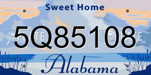 5Q85108 Alabama License Plate