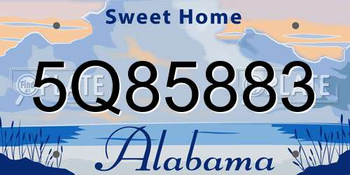 5Q85883 Alabama License Plate