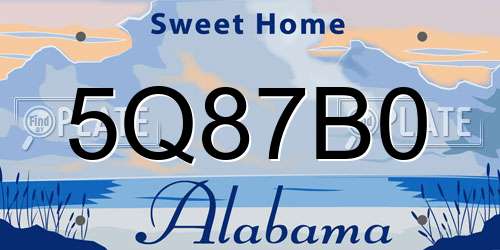 5Q87B0 Alabama License Plate