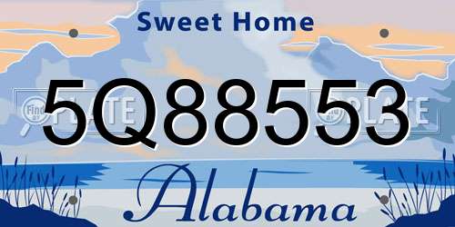 5Q88553 Alabama License Plate