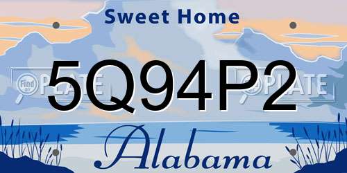 5Q94P2 Alabama License Plate