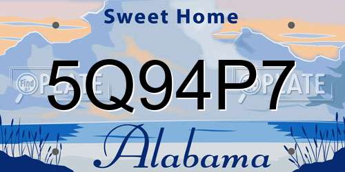 5Q94P7 Alabama License Plate