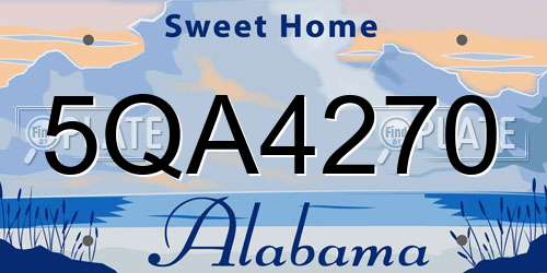 5QA4270 Alabama License Plate