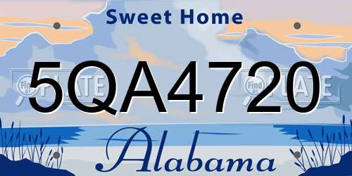 5QA4720 Alabama License Plate