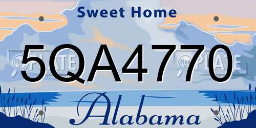 5QA4770 Alabama License Plate