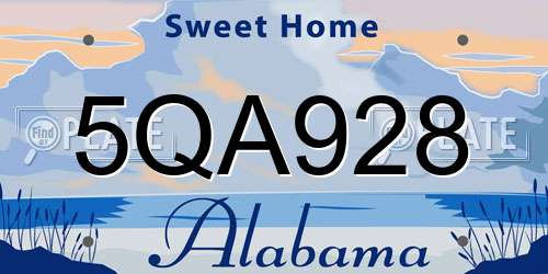 5QA928 Alabama License Plate