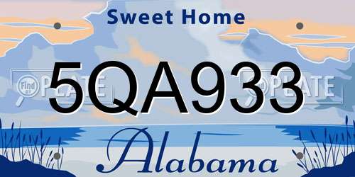 5QA933 Alabama License Plate