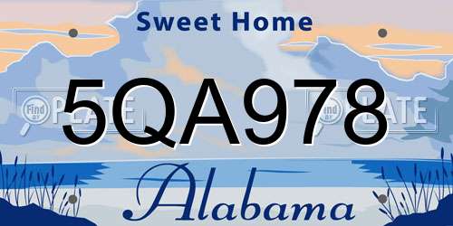 5QA978 Alabama License Plate