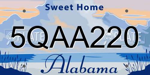 5QAA220 Alabama License Plate