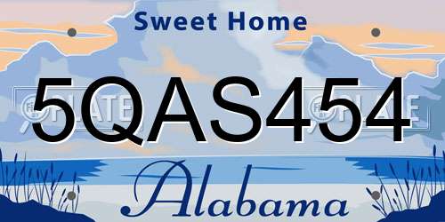 5QAS454 Alabama License Plate