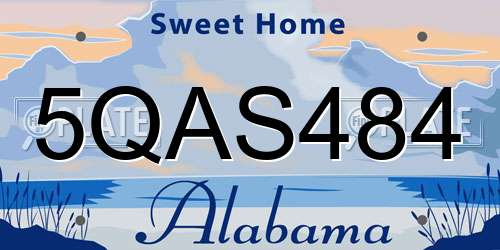 5QAS484 Alabama License Plate