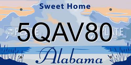 5QAV80 Alabama License Plate