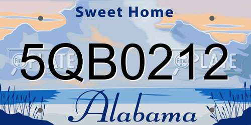 5QB0212 Alabama License Plate