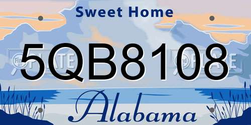 5QB8108 Alabama License Plate
