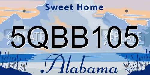 5QBB105 Alabama License Plate
