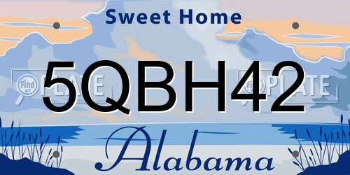 5QBH42 Alabama License Plate