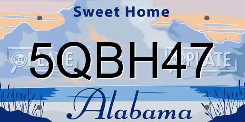 5QBH47 Alabama License Plate