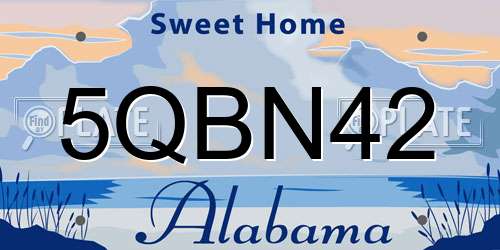 5QBN42 Alabama License Plate