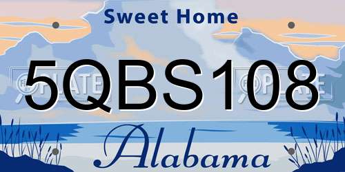 5QBS108 Alabama License Plate