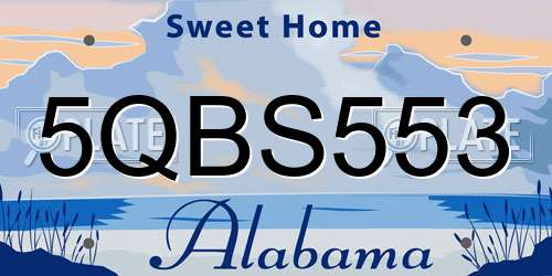 5QBS553 Alabama License Plate