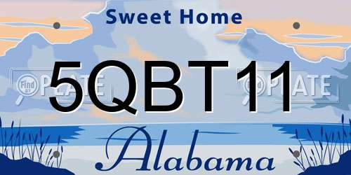 5QBT11 Alabama License Plate
