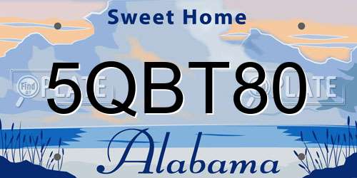 5QBT80 Alabama License Plate