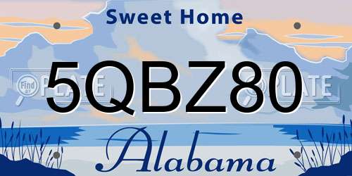 5QBZ80 Alabama License Plate