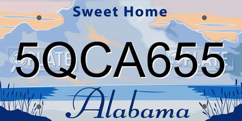 5QCA655 Alabama License Plate