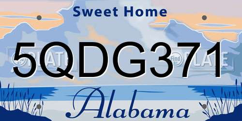5QDG371 Alabama License Plate