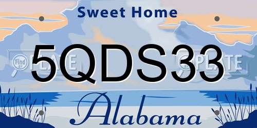 5QDS33 Alabama License Plate