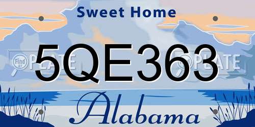 5QE363 Alabama License Plate