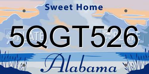 5QGT526 Alabama License Plate