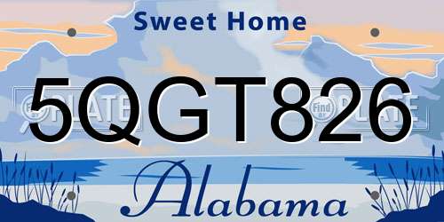 5QGT826 Alabama License Plate