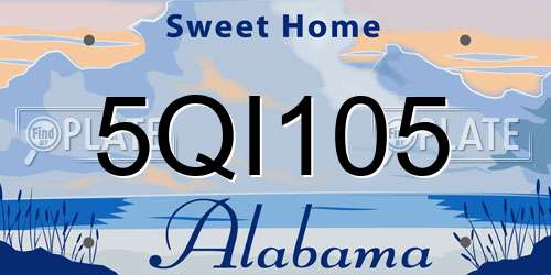 5QI105 Alabama License Plate
