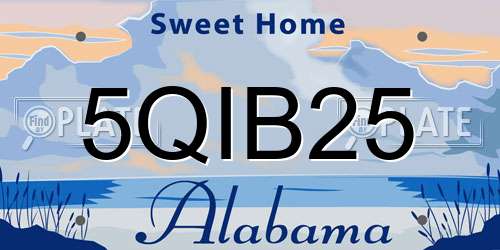 5QIB25 Alabama License Plate