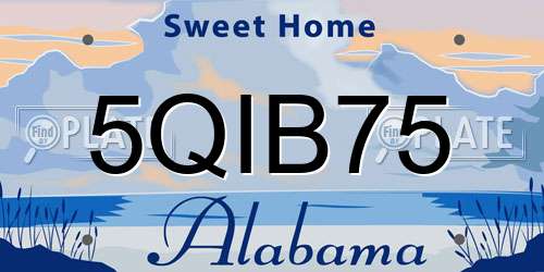 5QIB75 Alabama License Plate