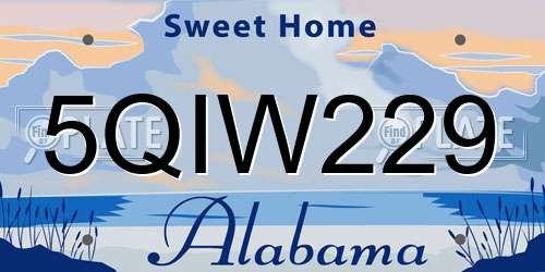 5QIW229 Alabama License Plate