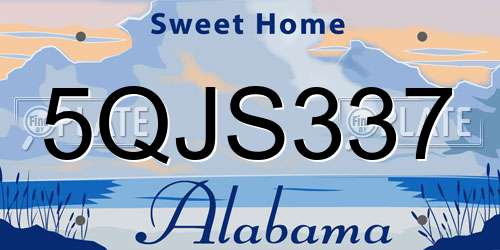 5QJS337 Alabama License Plate