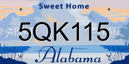 5QK115 Alabama License Plate