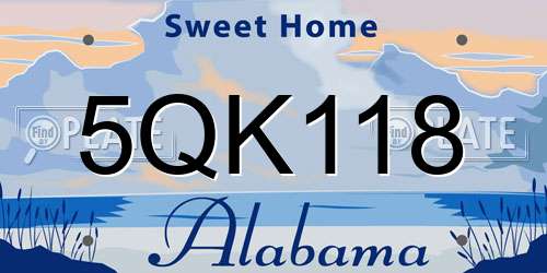 5QK118 Alabama License Plate