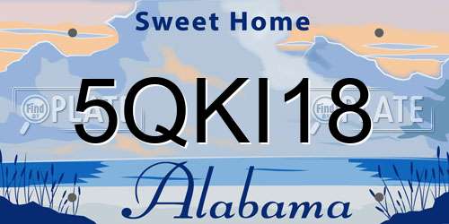 5QKI18 Alabama License Plate