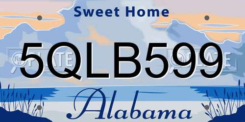 5QLB599 Alabama License Plate
